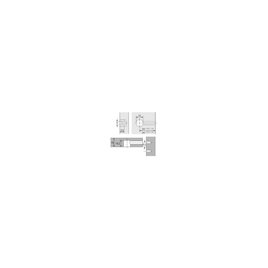 Hettich Rastex 15 ohne Abdeckrand, blank, 19 mm