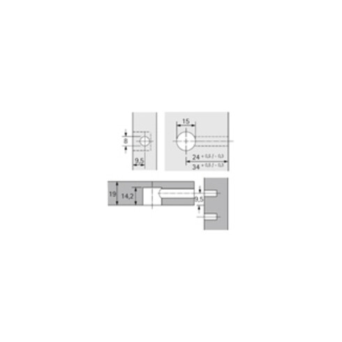 Hettich Rastex 15 ohne Abdeckrand, vernickelt, 19 mm