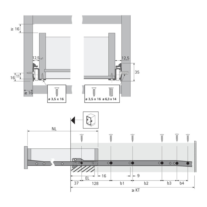 Hettich Rollenführung-Set FR 402, 600, weiß