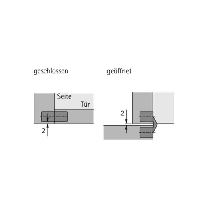 Hettich Scharnier Stabilo 75, Messing vernickelt, Kunststoff weiß
