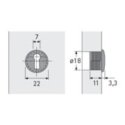 Hettich Schlüsselbuchse rund,Typ 2175 44560, Durchmesser 22mm,T 14,3mm vernickelt-4