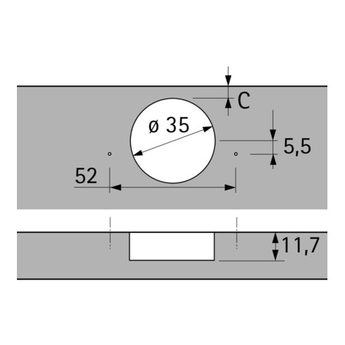 Hettich Schnellmon.-Scharn.Intermat 9943 K.9,5mm TH 42 z.Anschr.
