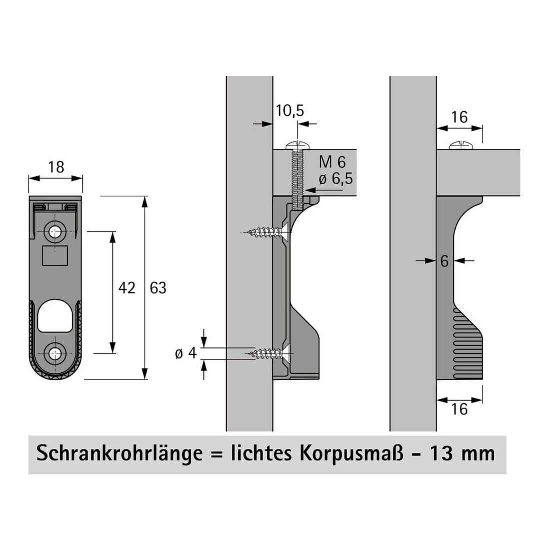 Hettich Schrankrohr-Lager SL 786, 70668 für Kleiderstange 30x15mm vernickelt