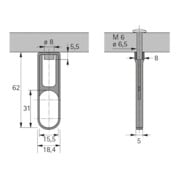 Hettich Schrankrohr-Mittellager SL 781, 70676 für Kleiderstange 30x15mm vernickelt-3