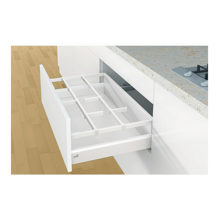 Hettich Schubkasten-Querreling OrgaStore 400, 9182714 L 2000mm weiß pulverbeschichtet