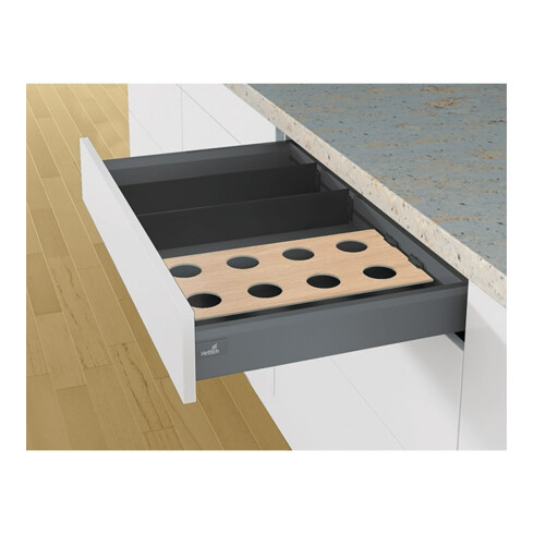 Hettich Schubkasten-Trennelement OrgaStripe, 9203254 Nennl.1100mm Kunststoff schwarz