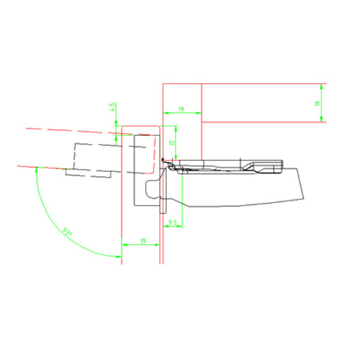 Hettich Sensys Dicktürscharnier, Türdicke bis 32 mm, mit integrierter Dämpfung Sensys 8631i, vernickelt, vorliegend, Öffnungswinkel 95 Grad, Bohrbild TH 52 x 5,5 mm, zum Anschrauben
