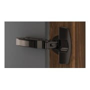 Hettich Sensys Scharnier mit integrierter Dämpfung Sensys 8645i, in obsidianschwarz, vorliegend, Öffnungswinkel 110 Grad, Bohrbild TH 52 x 5,5 mm, mit Spreizmuffen, Durchmesser  10 x 11-1