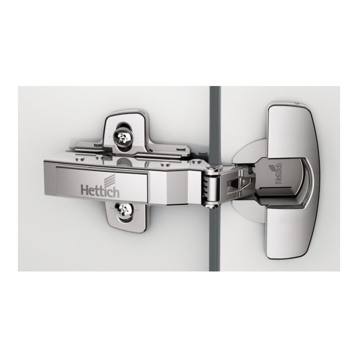 Hettich Sensys Scharnier ohne integrierte Dämpfung Sensys 8645, vernickelt, einliegend, Öffnungswinkel 110 Grad, Bohrbild TH 52 x 5,5 mm, TS 48 x 6 mm, Schnellmontage Fix 10 x 6 mm