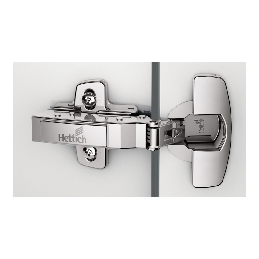 Hettich Sensys Scharnier ohne integrierte Dämpfung Sensys 8645, vernickelt, einliegend, Öffnungswinkel 110 Grad, Bohrbild TH 52 x 5,5 mm, TS 48 x 6 mm, Schnellmontage Fix 10 x 6 mm