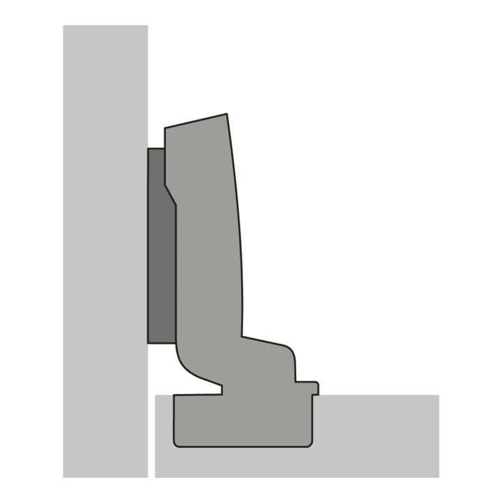 Hettich Sensys Scharnier ohne integrierte Dämpfung Sensys 8645, vernickelt, einliegend, Öffnungswinkel 110 Grad, Bohrbild TH 52 x 5,5 mm, TS 48 x 6 mm, Schnellmontage Fix 10 x 6 mm