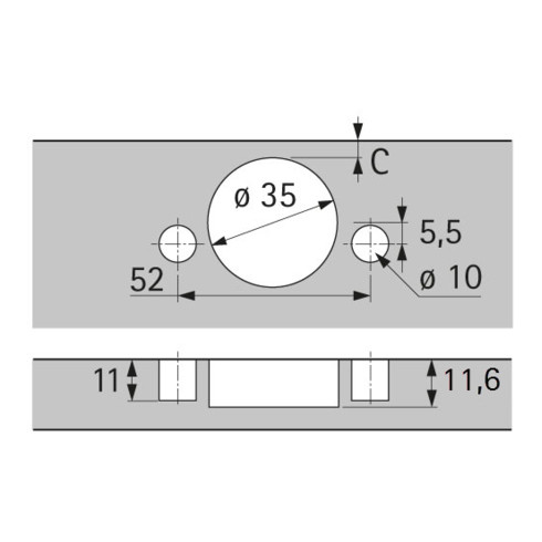 Hettich Sensys Weitwinkelscharnier, mit Null-Einsprung, mit integrierter Dämpfung Sensys 8657i, vernickelt, vorliegend, Öffnungswinkel 165 Grad, Bohrbild TH 52 x 5,5 mm, Schnellmontage Flash, Durchmesser  10 x