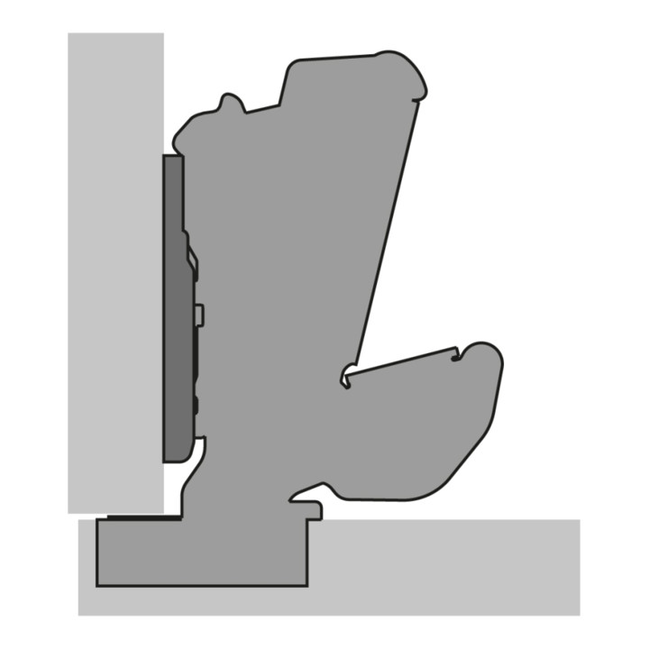 Hettich Sensys Weitwinkelscharnier, mit Null-Einsprung, mit integrierter Dämpfung Sensys 8657i, vernickelt, vorliegend, Öffnungswinkel 165 Grad, Bohrbild TH 52 x 5,5 mm, zum Anschrauben