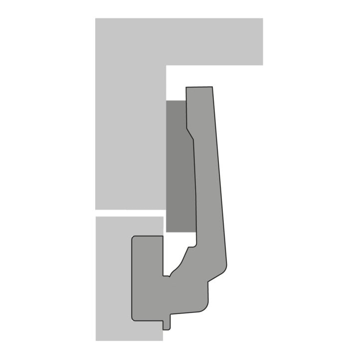 Hettich Sensys Winkelscharnier W90 mit integrierter Dämpfung Sensys 8639i, vernickelt, einliegend, Basis 4, Öffnungswinkel 95 Grad, Bohrbild TH 52 x 5,5 mm, TS 48 x 6 mm, Schnellmontage Fix, Durchmesser  10 x 6
