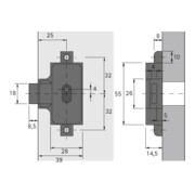 Hettich Set Drehstangenschloss, D 25, zum Anschrauben, links-3