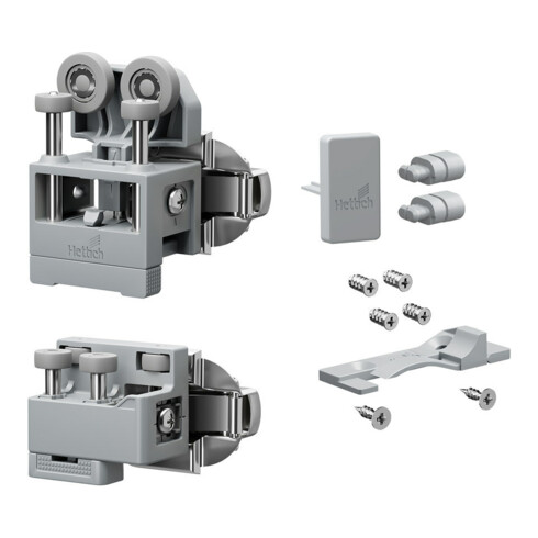 Hettich Set WLL PC, moyen, avec SA, droit, gris