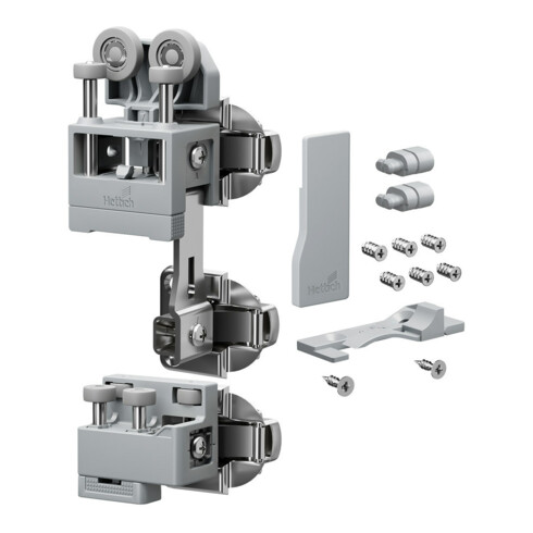 Hettich Set WLL PC, schwer, m. SA , rechts, grau