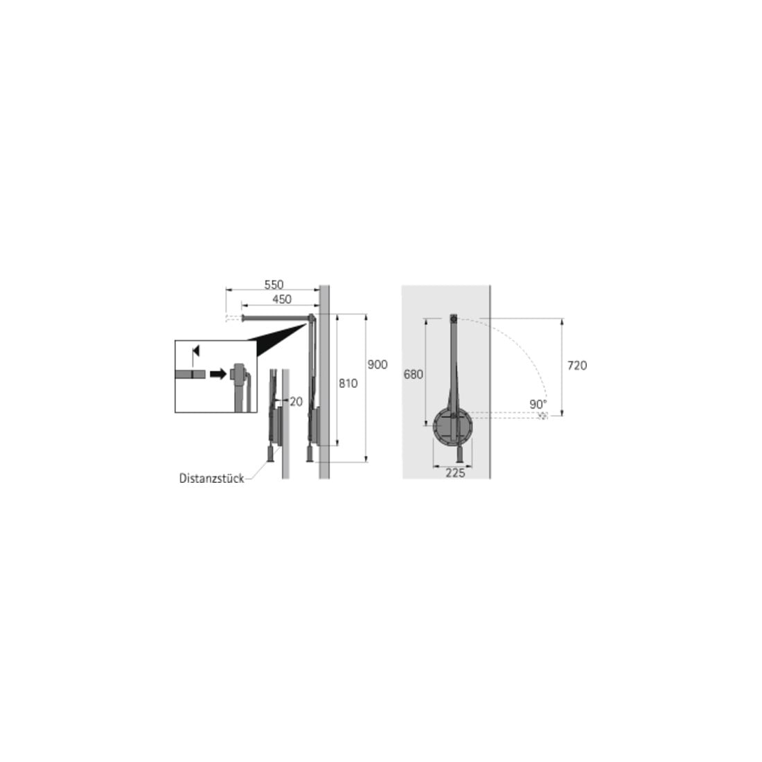 Hettich Single Lift 12, links