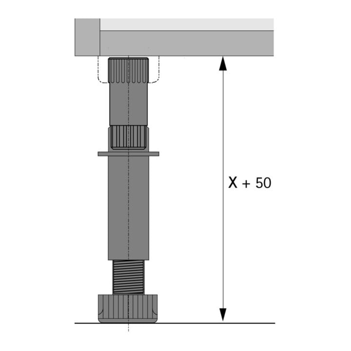 Hettich Sockelverstellfuß-Adapter 71844 zur Verlängerung (50 mm) Kunststoff schwarz