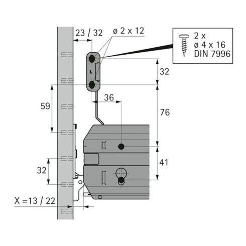 Hettich ST Tiroir-bloc acier pour inclinaison à paliers 9186462 acier aluopt. poudré