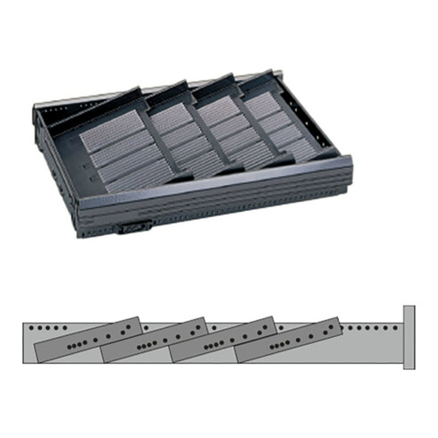 Hettich Stahlschubkasten Formularabla. mit Trennstegen Systema Top 2000 75498 KF schwarz