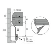Hettich Stahlschubkasten Support de façade pour cadre de suspension 75555 Acier noir poudré-4