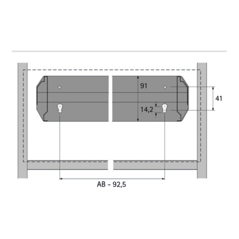 Hettich Stahlschubkasten-Zwischensteg für Hängerahmen Systema Top 2000 48428 aluminiumoptik