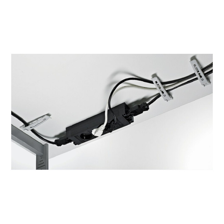 Hettich Support câble simple pour plateau de table, 45968 L 120mm, l 20mm plastique gris