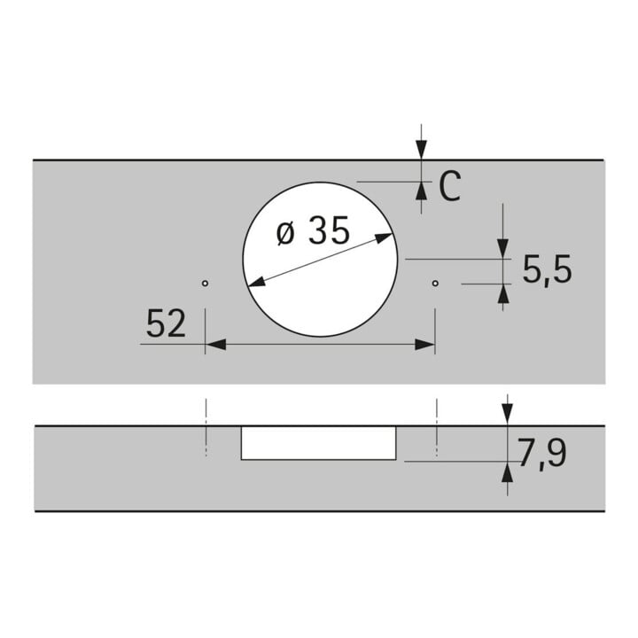 Hettich Topfscharnier Sensys 8646i 9094280,110°,Kröpf. 9,5mm Stahl silber vernickelt