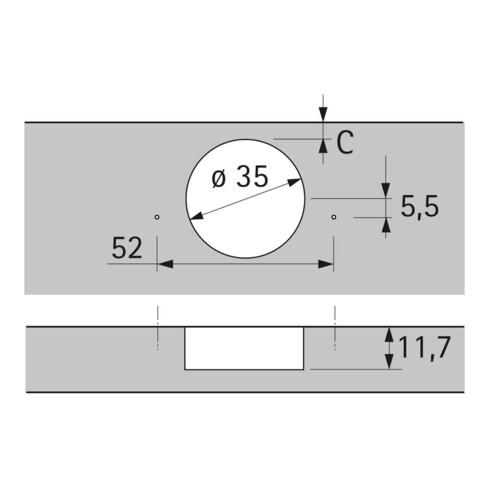 Hettich Topfscharnier Sensys 8657 9099610,165°,Kröpf. 9,5mm Stahl vernickelt