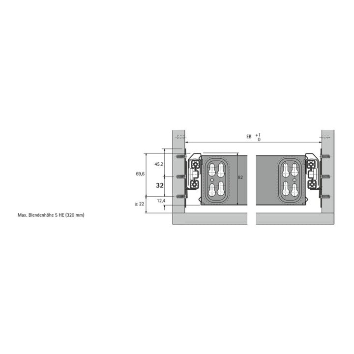 Hettich Tour d'appoint coulissant, sortie totale, Quadro Duplex 45 74866 acier