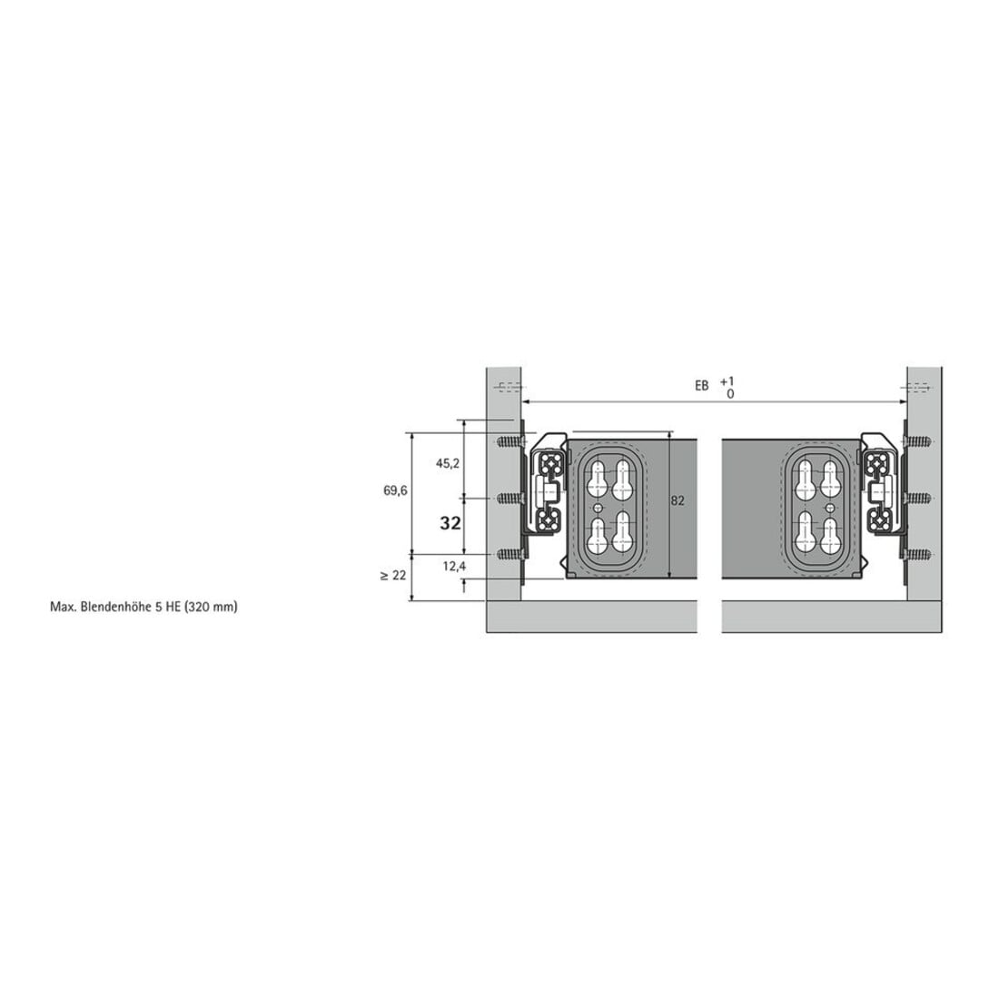 Hettich Tour d'appoint coulissant, sortie totale, Quadro Duplex 45 74866 acier