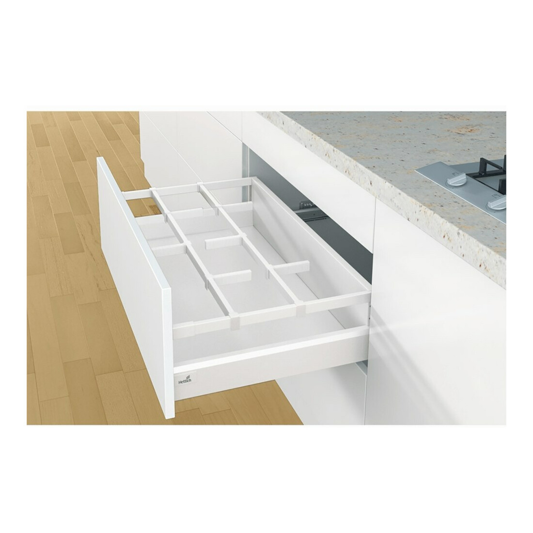 Hettich Traverse de tiroir OrgaStore 400, 9182714 L 2000 mm blanc poudré