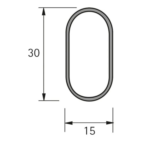 Hettich Tube d'armoire ovale, 9000894 30 x 15 x 5000mm acier mat nickelé