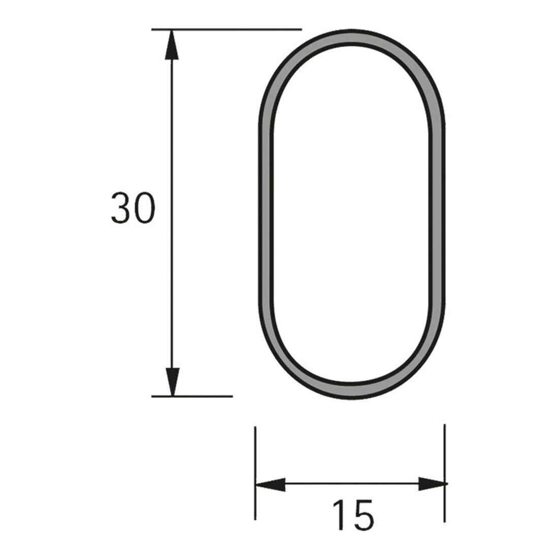 Hettich Tube de placard ovale, 47616 30 x 15 x 5000mm acier chromé brillant