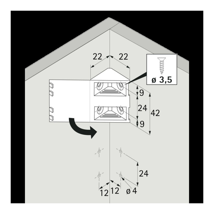 Hettich Universal-Eckverbinder mit Abdeckkappe 44743 Kunststoff schwarz