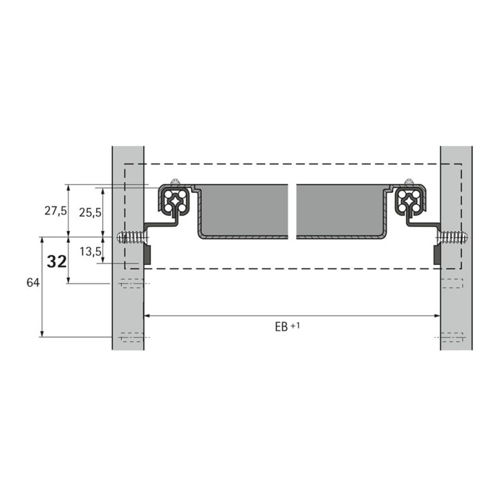 Hettich Unterflur-Teilauszug Quadro 12,74862 für Schreibmaterialauszug links und rechts