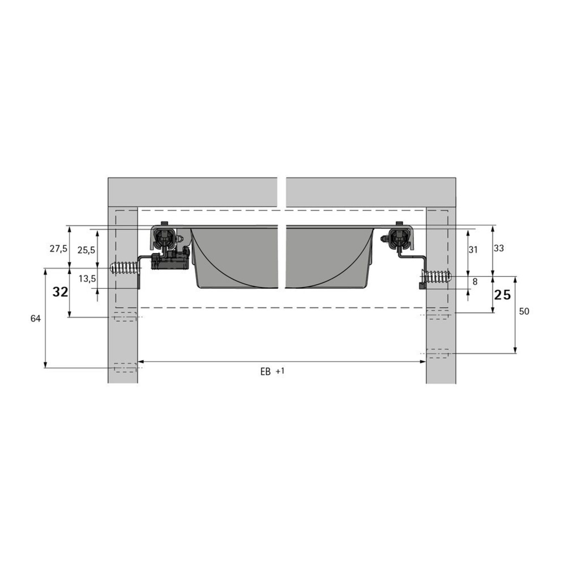 Hettich Unterflur-Teilauszug Top 2000,9078565 für Schreibmaterialauszug links und rechts