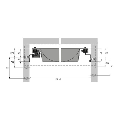 Hettich Unterflur-Teilauszug Top 2000,9078565 für Schreibmaterialauszug links und rechts