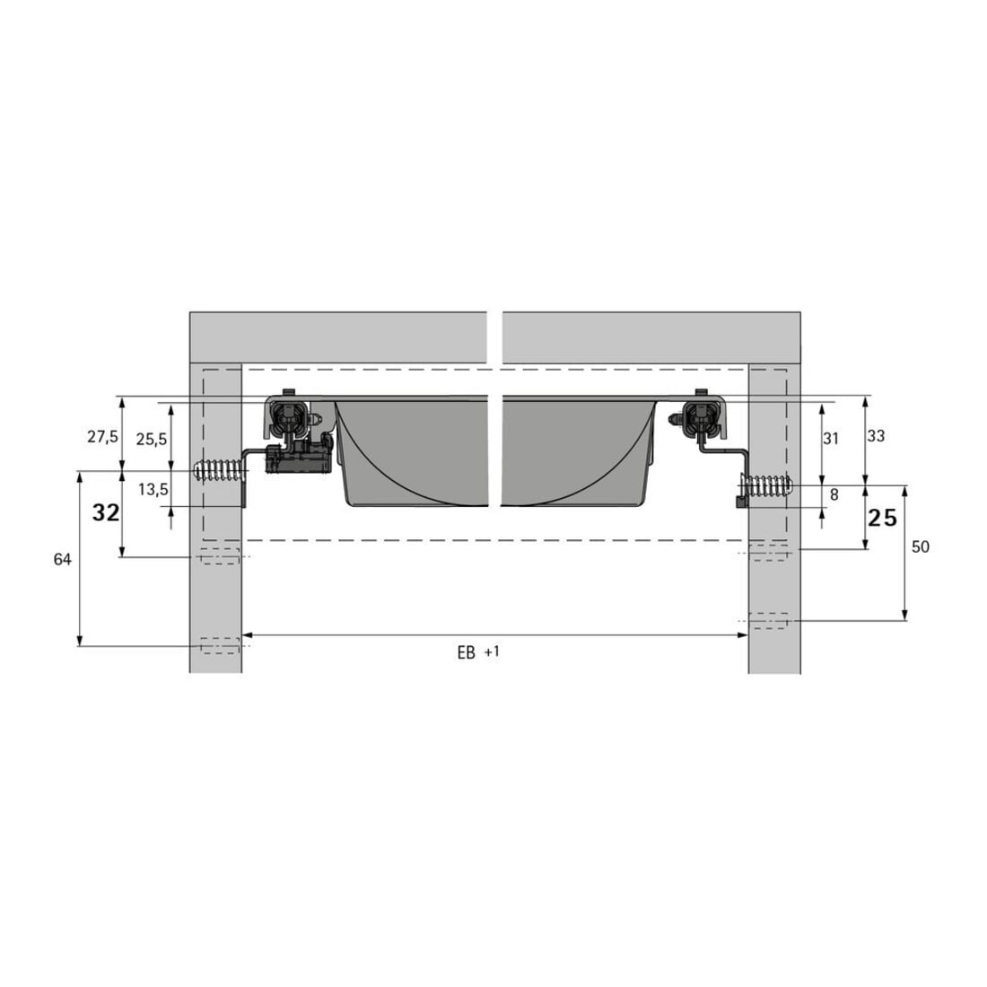 Hettich Unterflur-Teilauszug Top 2000,9078565 für Schreibmaterialauszug links und rechts