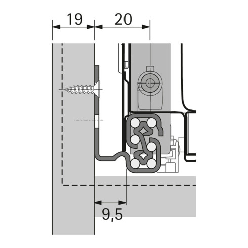 Hettich Unterflur-Vollauszug, 9307653,470mm,Stahl