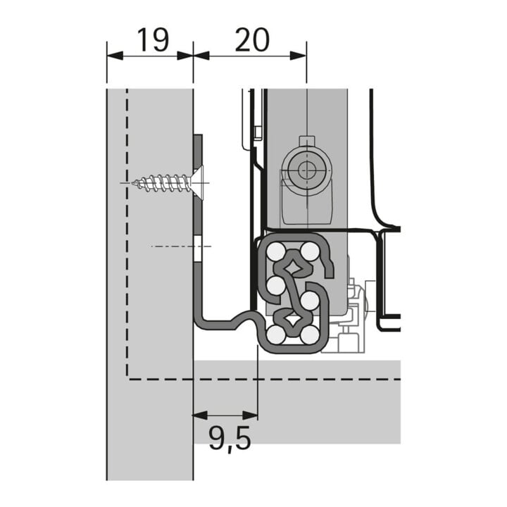 Hettich Unterflur-Vollauszug, 9307653,470mm,Stahl