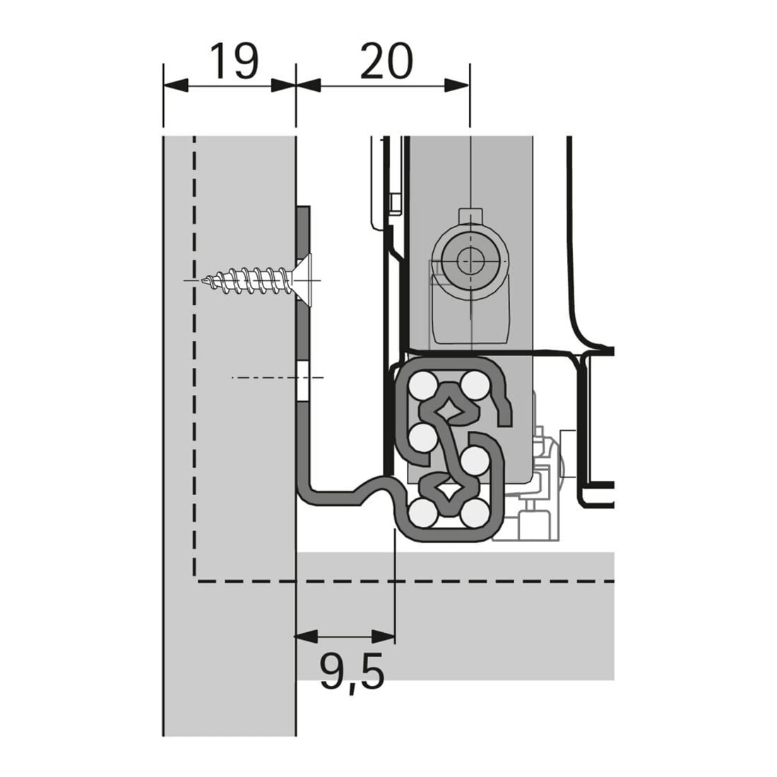 Hettich Unterflur-Vollauszug, 9307653,470mm,Stahl