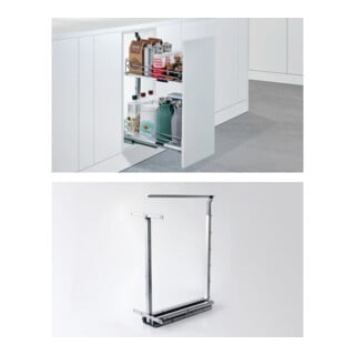 Hettich Unterschr.-Ausz.rahmen m.Vollausz.,Dispensa JS 9277621,H 606mm silber