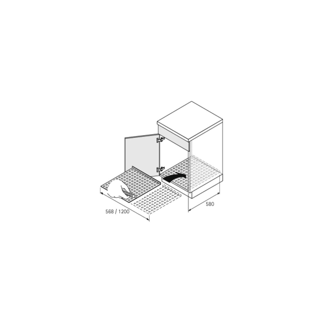 Hettich Wasserschutzmatte zuschneidbar 9079862, 1200x 580mm Polystyrol