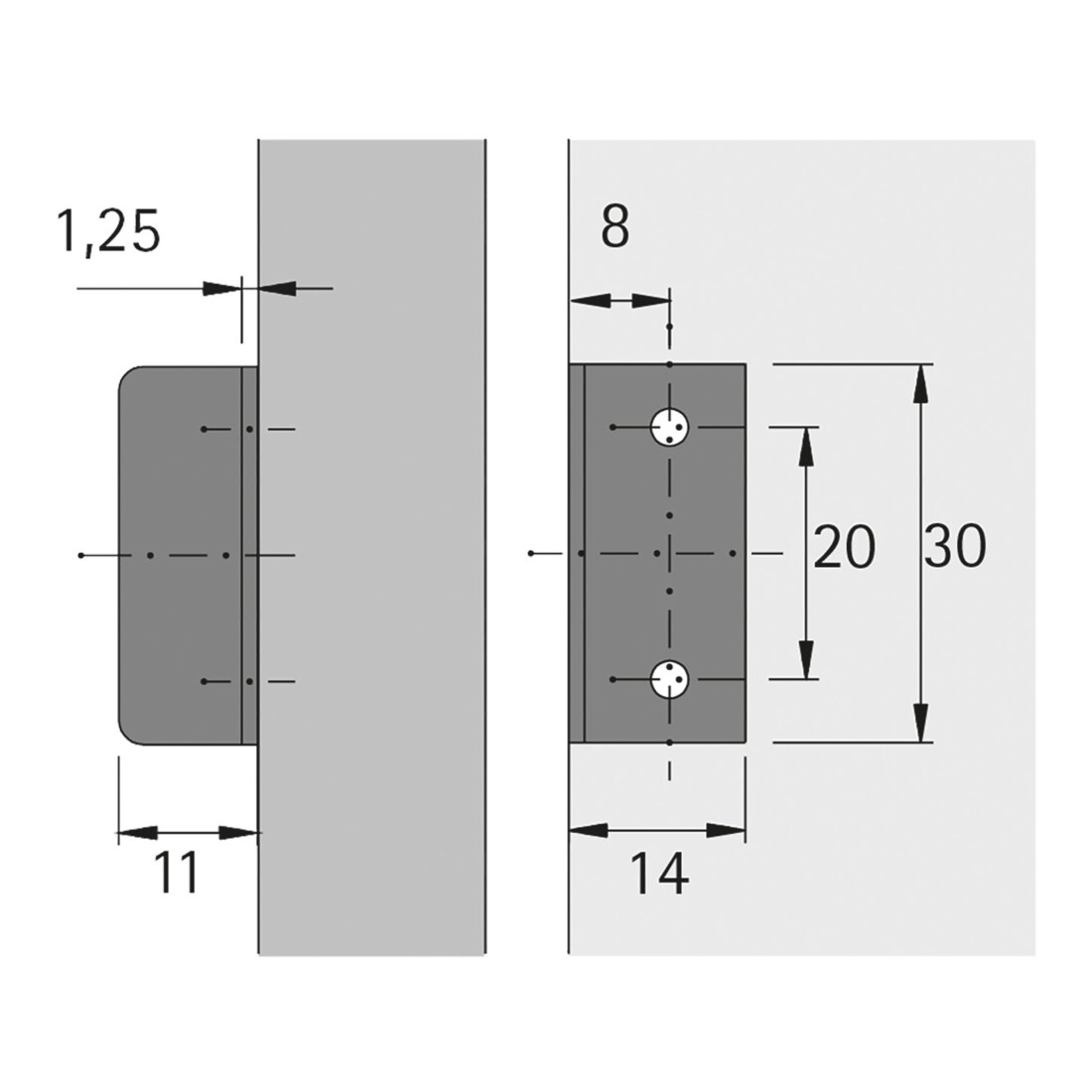 Hettich Zylinderdrehstangenschloss Set Prestige 2000 Z23, ø18mm, Zum Anschrauben, 15 mm, 20 mm