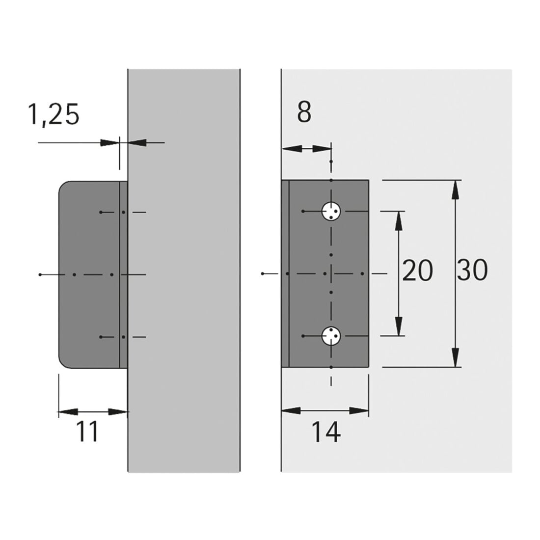 Hettich Zylinderdrehstangenschloss Set Prestige 2000 Z23, ø18mm, Zum Anschrauben, 25 mm, 20 mm