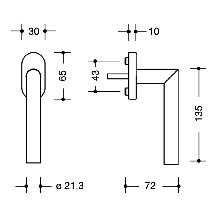 HEWI Fenstergriff 162PCFG.2 Kunststoff 10 mm Vierkantgröße 7 mm
