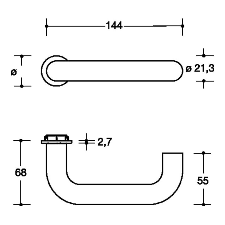 HEWI Paire de leviers de porte 111PCM/111XAM VA XA avec mini rosette de levier VK 8mm