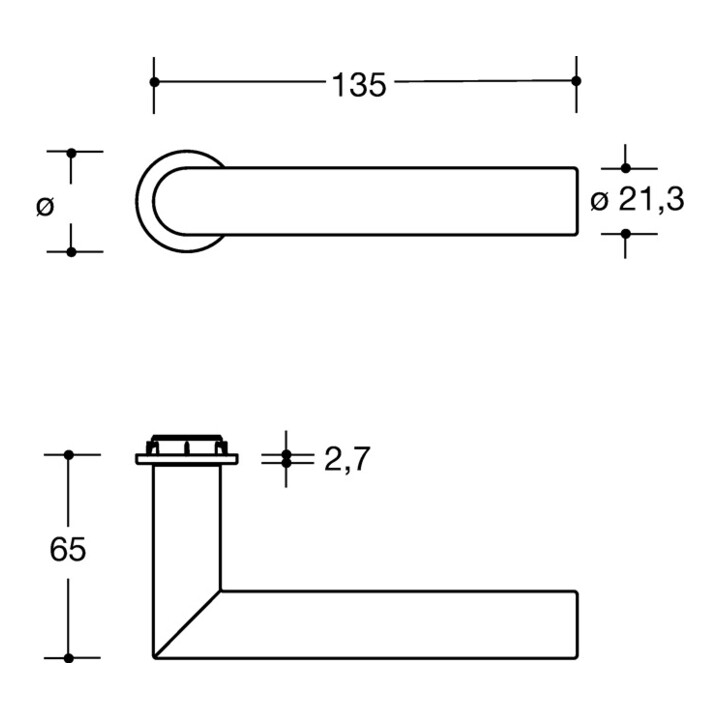 HEWI Paire de leviers de porte 162PCM/162XAM Ku.90 m.Mini levier rose VK 8mm